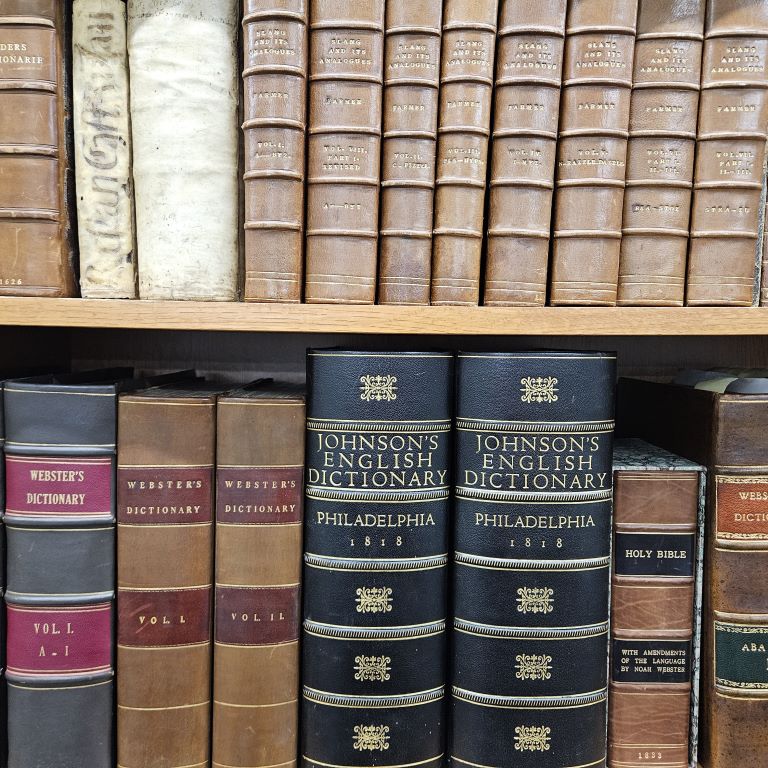 Shelf of books with classic bindings
