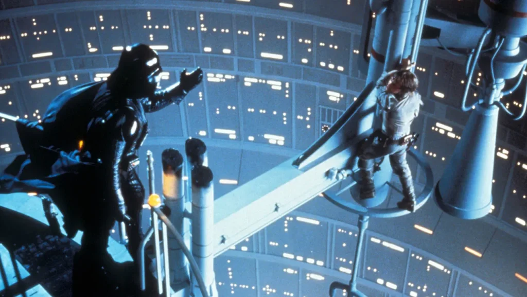 Image of Luke Skywalker and Darth Vader in The Empire Strikes Back.